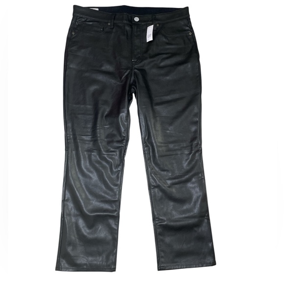 GAP Pants - GAP Black High Rise Vegan Leather Vintage Slim Pants sz 14